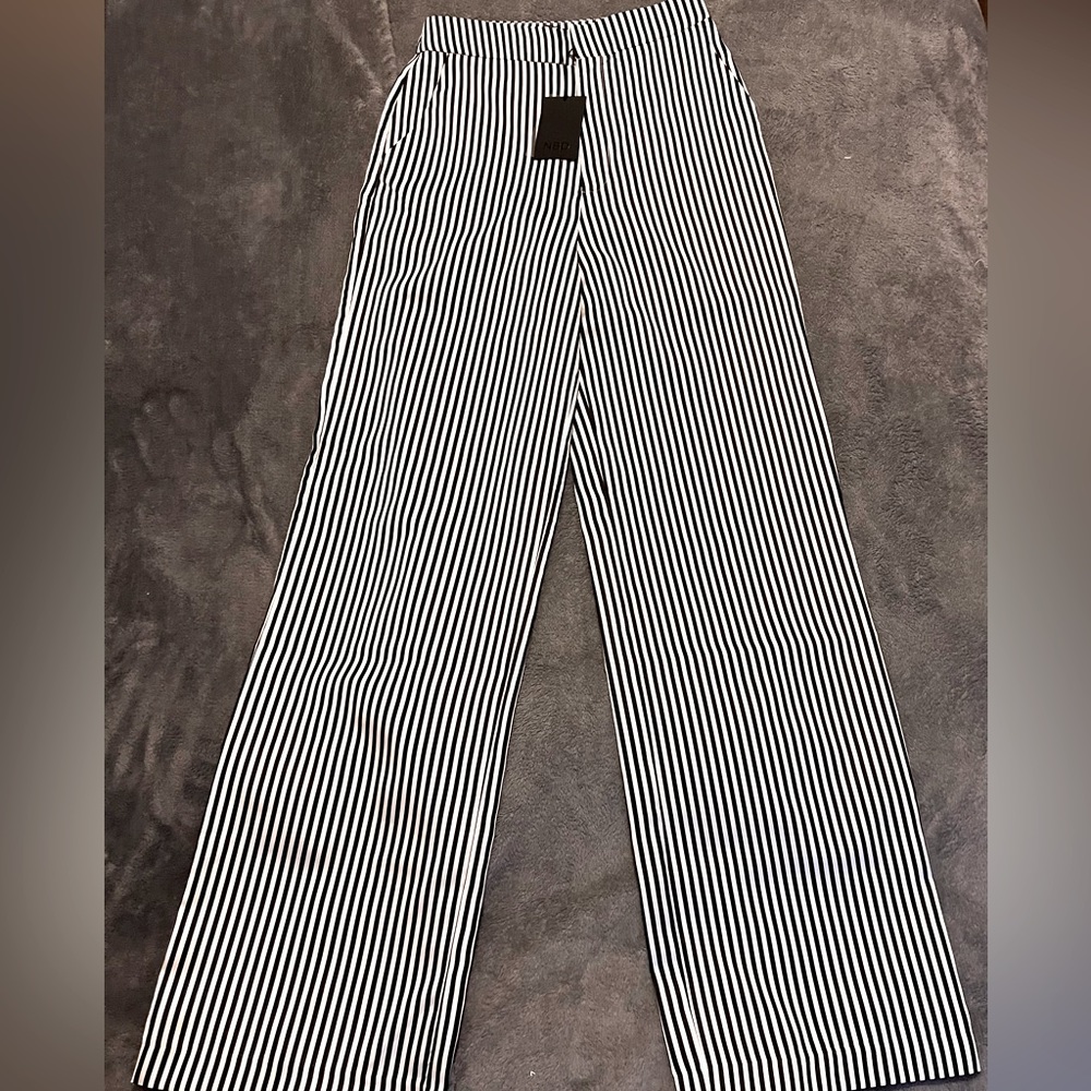 Designer Norma Kamali Revolve Lucy Pant Black And White Stripe XS with Tags